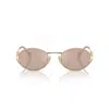 Miu Miu Womens Mu 52ys Oval-frame Metal Sunglasses Gold In Oro/rosa