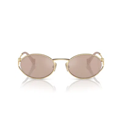 Miu Miu Womens Mu 52ys Oval-frame Metal Sunglasses Gold