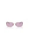 Miu Miu 75mm Oversize Rectangular Wrap Sunglasses In Pink