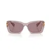 Miu Miu Mu 07ys Logo Acetate Rectangle Sunglasses In Rosa/rosa