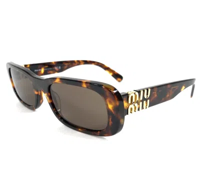 Pre-owned Miu Miu Sunglasses Smu08z Vau-06b Honey Havana Rectangle With Dark Brown Lenses