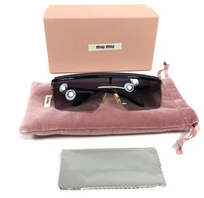 Pre-owned Miu Miu Sunglasses Smu50z 1ab-5d1 Polished Black Frames With Gray Gradient Lens