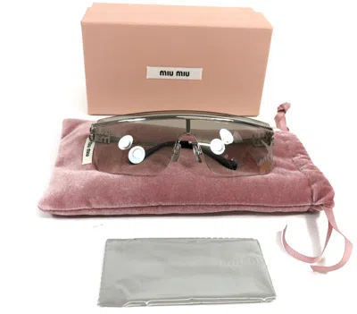 Pre-owned Miu Miu Sunglasses Smu50z 1bc-8k1 Silver Frames With Silver Gray Gradient Lens
