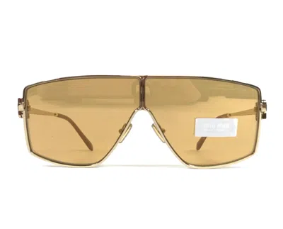 Pre-owned Miu Miu Sunglasses Smu51z 5ak-40d Pale Gold Geometric With Orange Mirror Lenses In Multicolor