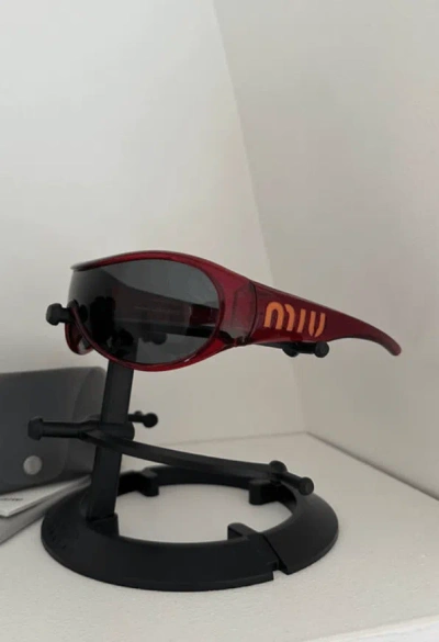 Pre-owned Miu Miu Sunglasses Star Flame Wrap Shield Metal Symbole