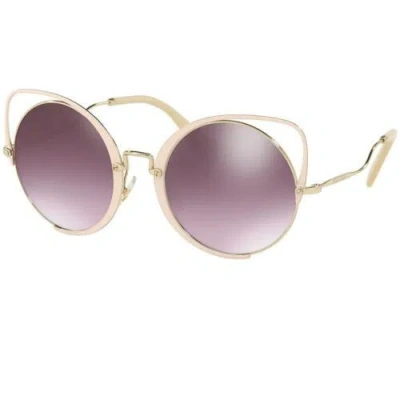 Pre-owned Miu Miu Sunglasses Women Pale Gold Peach W/violet Mirrored Silver Gradient Lens