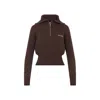 Miu Miu Logo Intarsia Half-zip Sweater In Brown