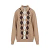 Miu Miu Argyle Pattern Cashmere Polo Pullover