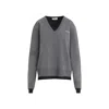 Miu Miu Layered V-neck Oversized Cashmere Sweater In Grey