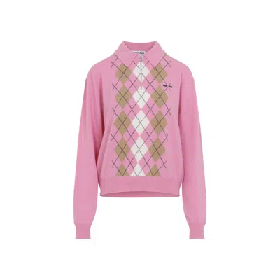 Miu Miu Pink Wool Half-zipper Polo Shirt