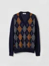 Miu Miu Argyle V-neck Wool Sweater In Multi