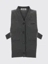Miu Miu Knitwear Top Sleeveless Ribbed Hem Pockets In Gray