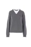 Miu Miu Cashmere Sweater With Contrasting Inserts In Gray