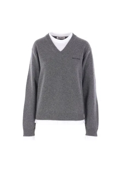 Miu Miu Sweaters In Gray