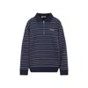 Miu Miu Striped Cotton Sweatshirt With Pointed Collar In Blue