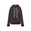 Miu Miu Hoodie Striped Cotton Drawstring In Brown