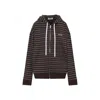 Miu Miu Hoodie Striped Cotton Drawstring In Brown