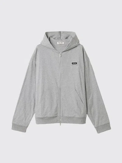 Miu Miu Sweatshirt Woman In Gray