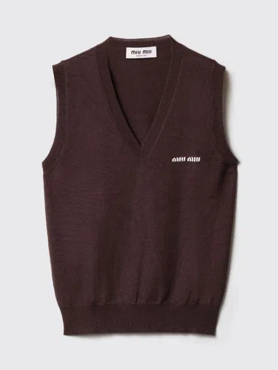 Miu Miu Sweatshirt Woman  In Brown