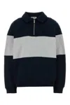 Miu Miu Half-zip Striped Sweatshirt In Blue