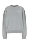 Miu Miu Oversize Crew Neck Sweatshirt With Ribbed Cuffs In Gray