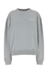 Miu Miu Oversize Crew Neck Sweatshirt With Ribbed Cuffs In Gray