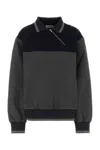 Miu Miu Two-tone Stretch Viscose Blend Oversize Polo Shirt In Black