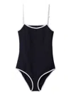 Miu Miu Trimmed Spaghetti Straps Stretch Lingerie In Black