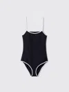 Miu Miu Technical Knit Swimsuit In Blue
