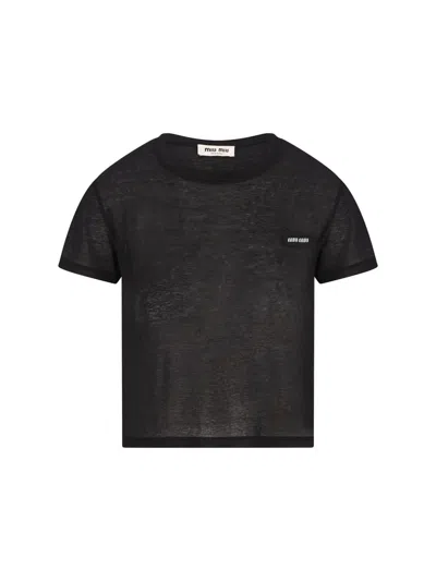 Miu Miu T-shirt And Polo Shirt In Black