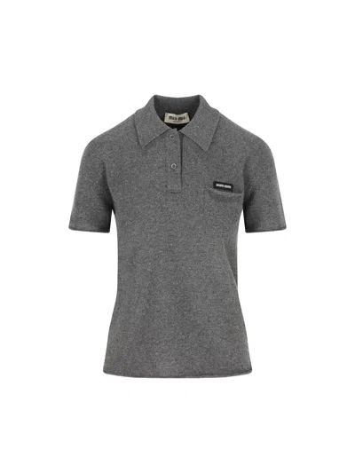 Miu Miu T-shirt And Polo Shirt In Gray