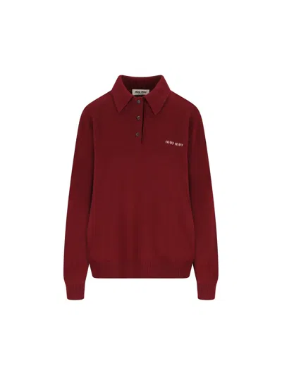 Miu Miu T-shirt And Polo Shirt In Red