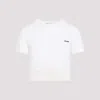 Miu Miu Ribbed Jersey And Lace T-shirt In Bianco