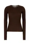 Miu Miu Chocolate Silk T-shirt In Brown