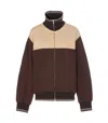 Miu Miu Zip-front Colorblock Knit Sweater In Brown