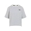 Miu Miu Striped Cotton T-shirt In White