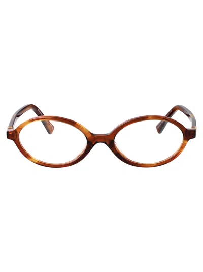 Miu Miu Tabacco Striato Acetate Glasses In Orange