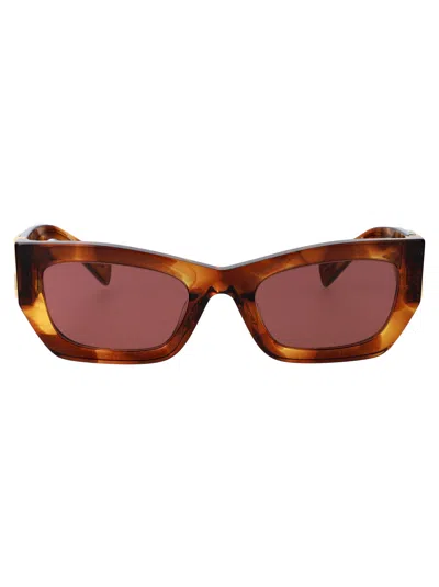 Miu Miu Tabacco Striato Acetate Sunglasses In Brown
