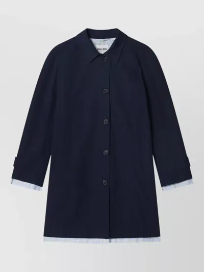 Miu Miu Tailored Jacket Long Sleeves Side Pockets In Blue