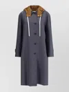 Miu Miu Tailored Long Coat With Detachable Hood In Gray