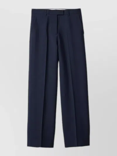 Miu Miu Tailored Trousers Belt Loops Side Tie In Blue