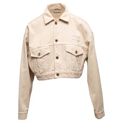 Pre-owned Miu Miu Tan  Cropped Corduroy Jacket Size It 38 In Brown
