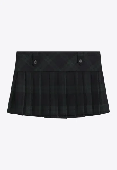 Miu Miu Tartan Check Pleated Wool Mini Skirt In Multi
