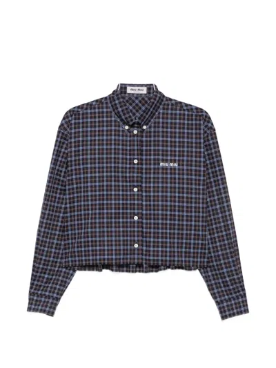 Miu Miu Tartan Cropped Shirt In Multi