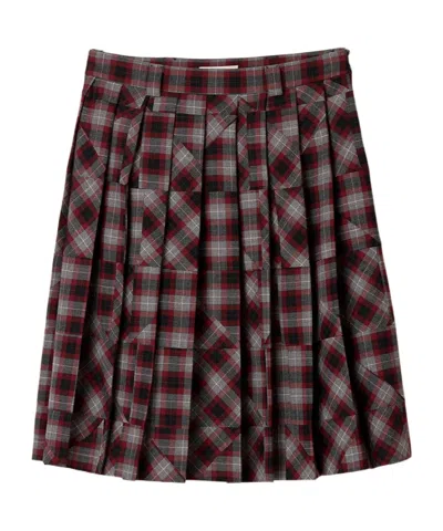 MIU MIU TARTAN PATCHWORK MIDI SKIRT