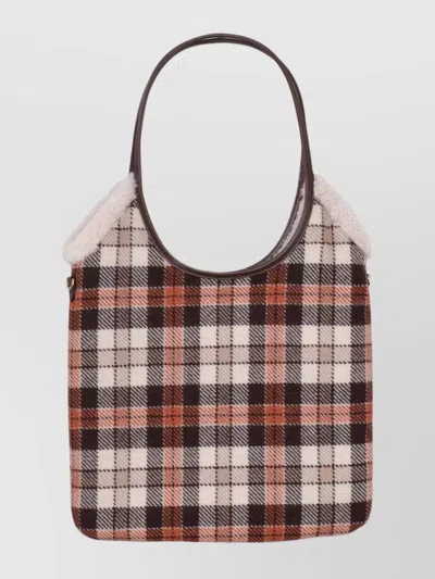 Miu Miu Tartan Pattern Soft Tote Bag With Handles