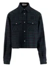 Miu Miu Tartan-plaid Wool Shirt In Green