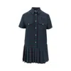 Miu Miu Embroidered Wool Mini Dress In Blue