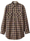 Miu Miu Checked Wool Long-sleeved Shirt In 褐色