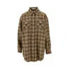 Miu Miu Tartan Wool Shirt In Brown